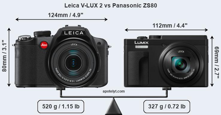 Size Leica V-LUX 2 vs Panasonic ZS80
