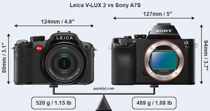 Size Leica V-LUX 2 vs Sony A7S