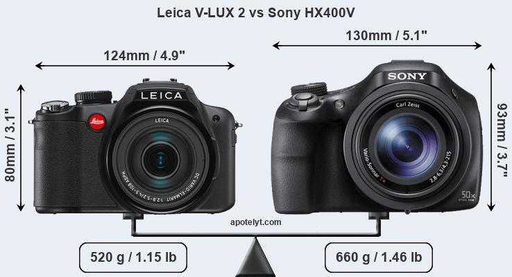 Size Leica V-LUX 2 vs Sony HX400V