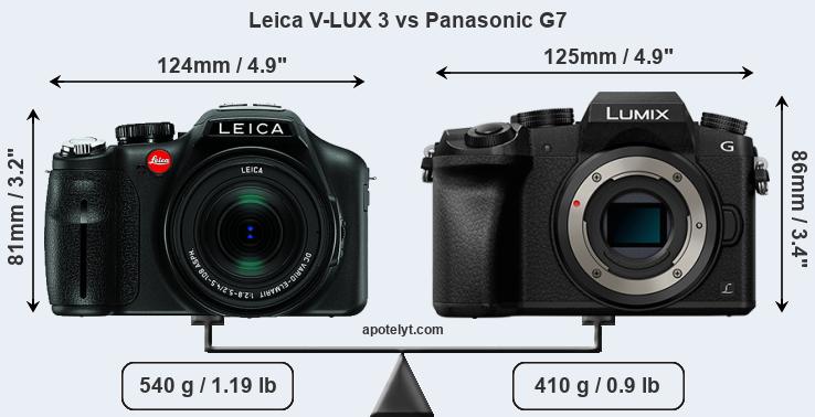 Size Leica V-LUX 3 vs Panasonic G7