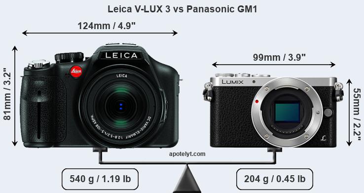 Size Leica V-LUX 3 vs Panasonic GM1