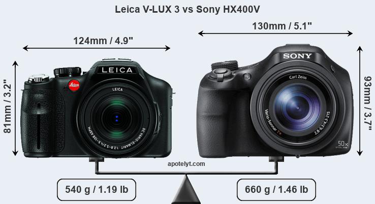 Size Leica V-LUX 3 vs Sony HX400V