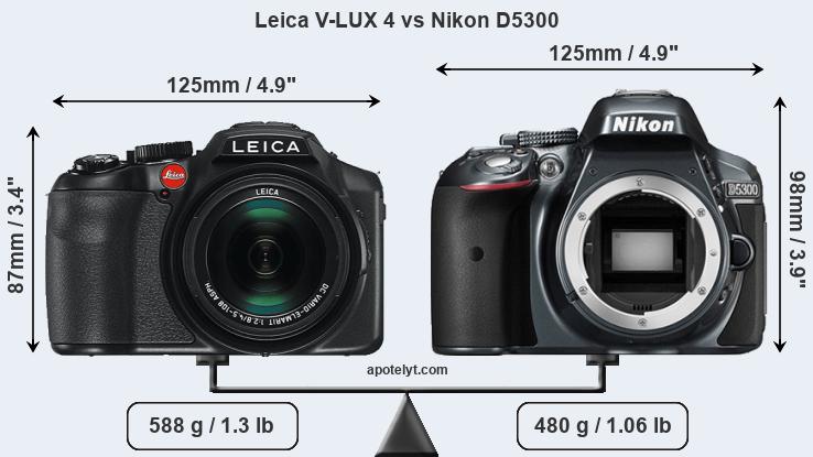 Size Leica V-LUX 4 vs Nikon D5300