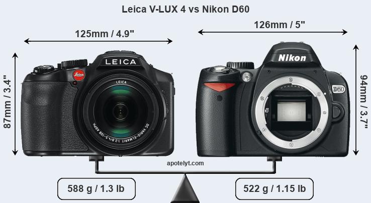 Size Leica V-LUX 4 vs Nikon D60