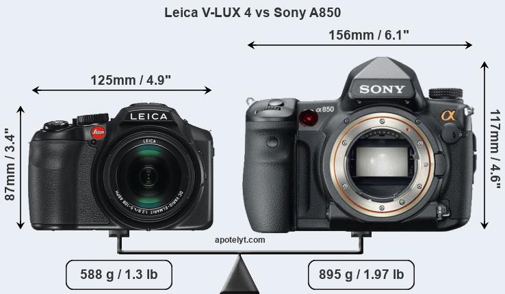 Size Leica V-LUX 4 vs Sony A850