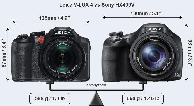 Size Leica V-LUX 4 vs Sony HX400V