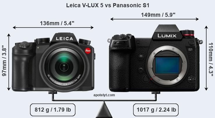 Size Leica V-LUX 5 vs Panasonic S1