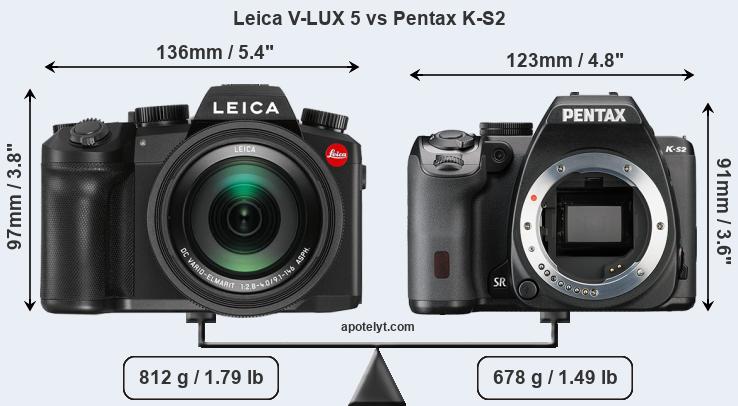 Size Leica V-LUX 5 vs Pentax K-S2