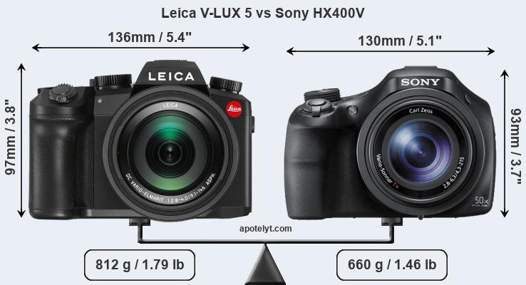 Size Leica V-LUX 5 vs Sony HX400V