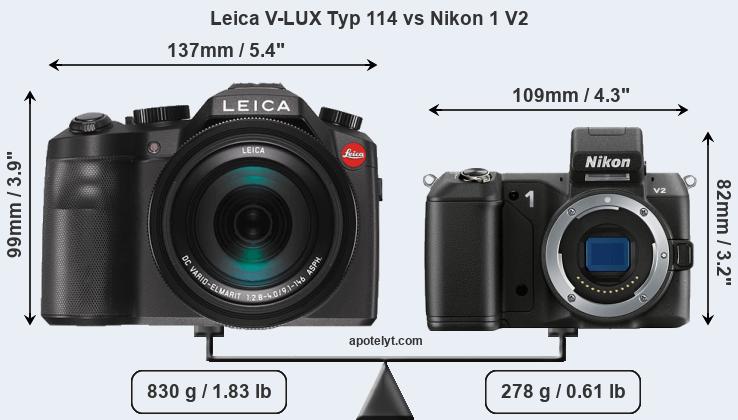 Size Leica V-LUX Typ 114 vs Nikon 1 V2
