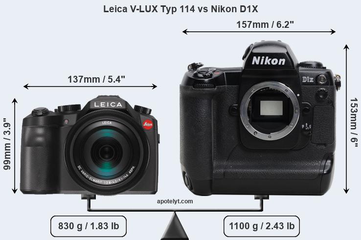 Size Leica V-LUX Typ 114 vs Nikon D1X