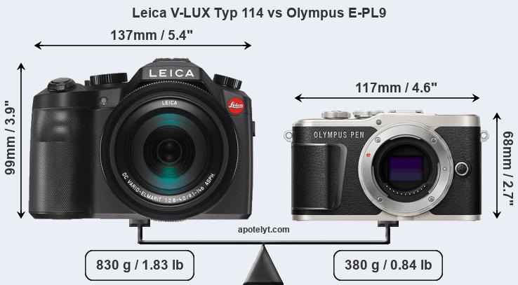 Size Leica V-LUX Typ 114 vs Olympus E-PL9