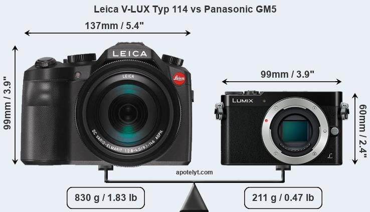Size Leica V-LUX Typ 114 vs Panasonic GM5
