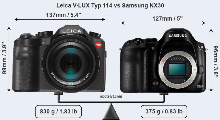 Size Leica V-LUX Typ 114 vs Samsung NX30