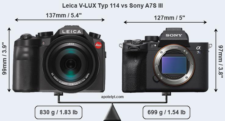 Size Leica V-LUX Typ 114 vs Sony A7S III