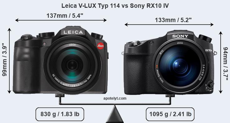 Size Leica V-LUX Typ 114 vs Sony RX10 IV