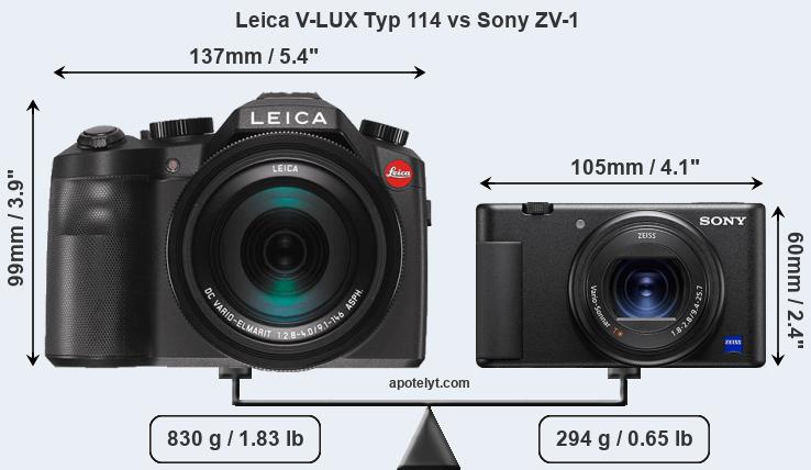 Size Leica V-LUX Typ 114 vs Sony ZV-1