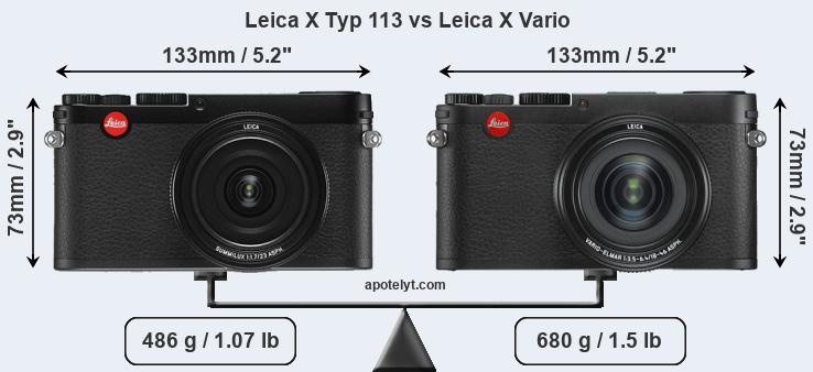 Size Leica X Typ 113 vs Leica X Vario