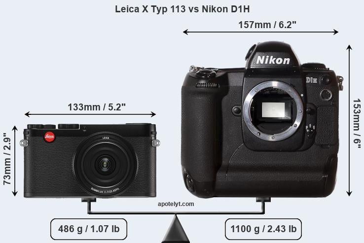 Size Leica X Typ 113 vs Nikon D1H