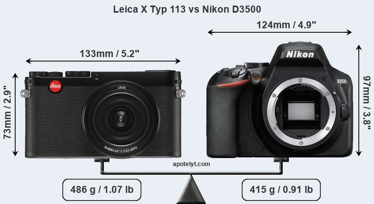 Size Leica X Typ 113 vs Nikon D3500