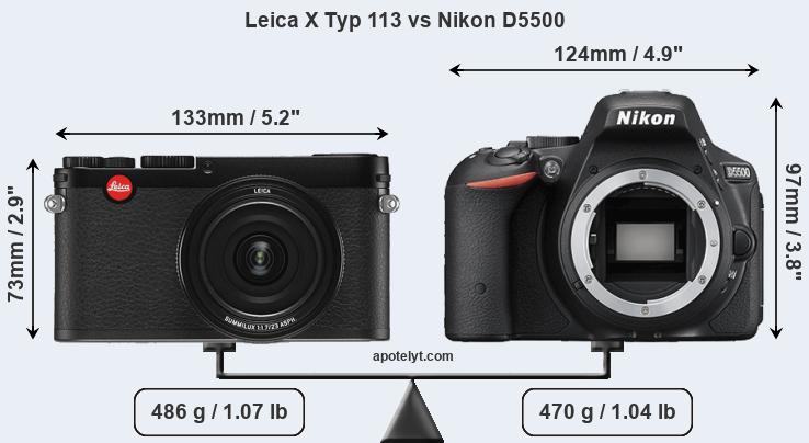 Size Leica X Typ 113 vs Nikon D5500