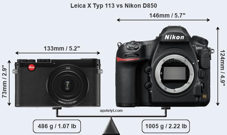 Size Leica X Typ 113 vs Nikon D850