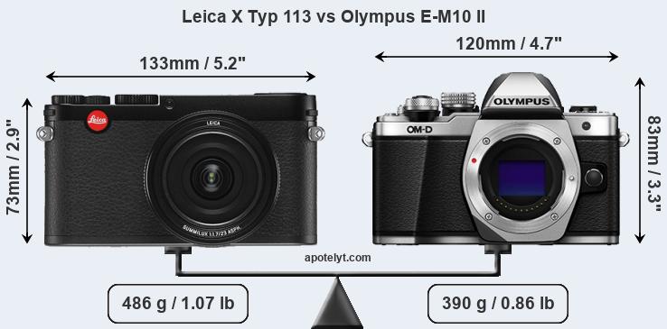 Size Leica X Typ 113 vs Olympus E-M10 II