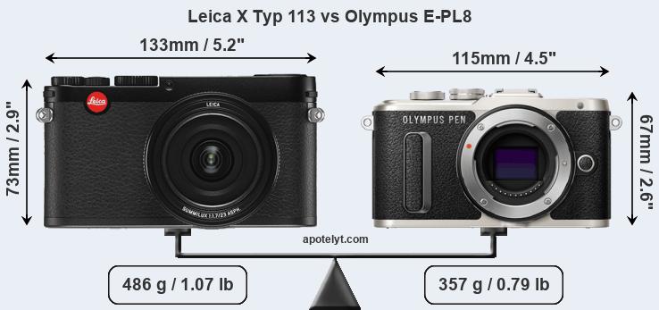 Size Leica X Typ 113 vs Olympus E-PL8