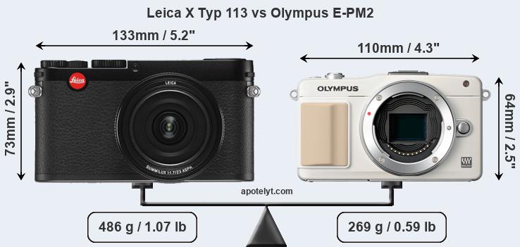 Size Leica X Typ 113 vs Olympus E-PM2