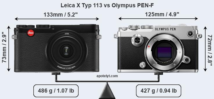 Size Leica X Typ 113 vs Olympus PEN-F