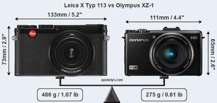 Size Leica X Typ 113 vs Olympus XZ-1