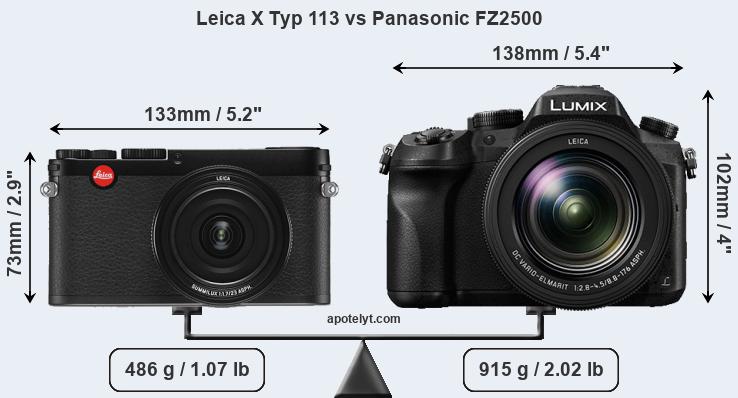 Size Leica X Typ 113 vs Panasonic FZ2500