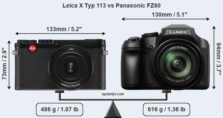 Size Leica X Typ 113 vs Panasonic FZ80