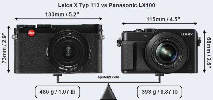 Size Leica X Typ 113 vs Panasonic LX100