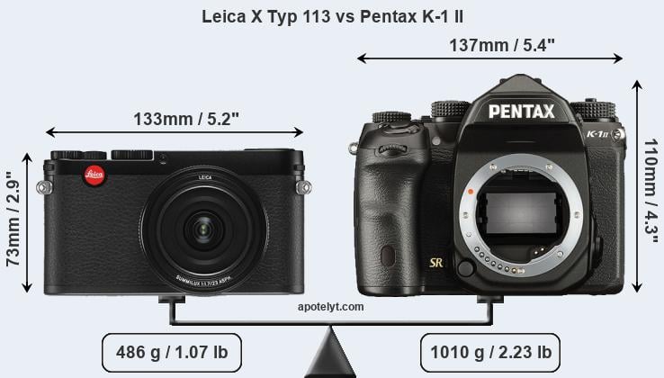 Size Leica X Typ 113 vs Pentax K-1 II
