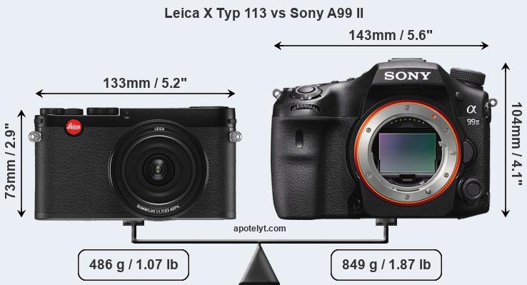 Size Leica X Typ 113 vs Sony A99 II