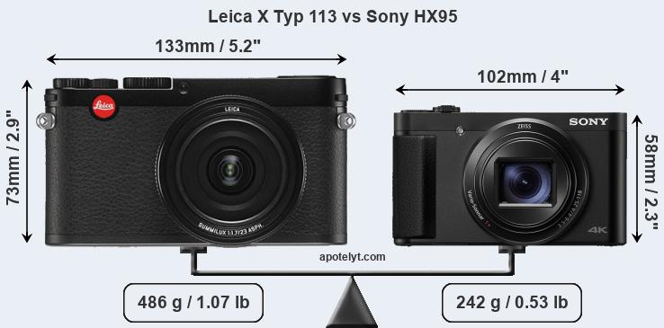 Size Leica X Typ 113 vs Sony HX95