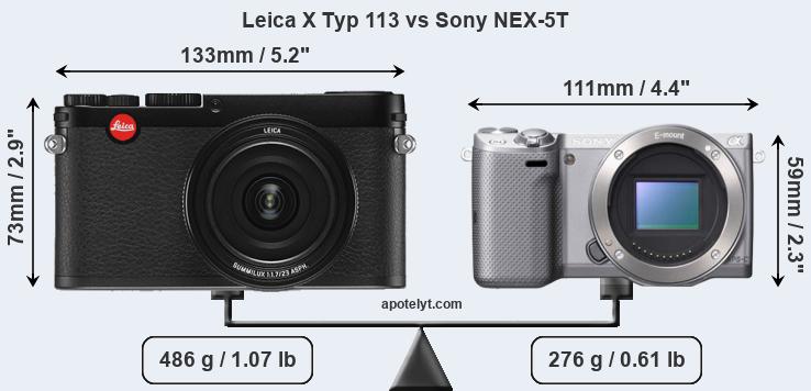 Size Leica X Typ 113 vs Sony NEX-5T