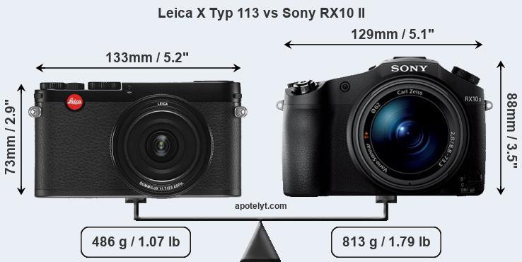 Size Leica X Typ 113 vs Sony RX10 II