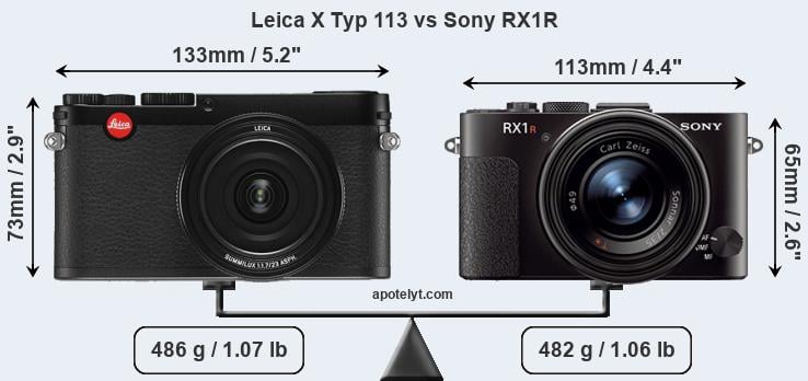 Size Leica X Typ 113 vs Sony RX1R