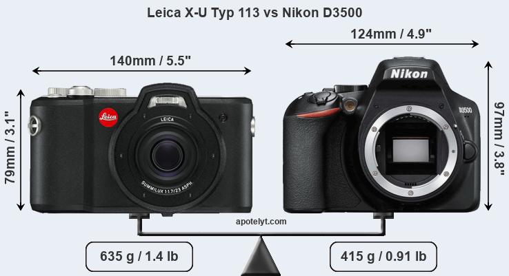 Size Leica X-U Typ 113 vs Nikon D3500
