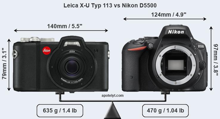 Size Leica X-U Typ 113 vs Nikon D5500