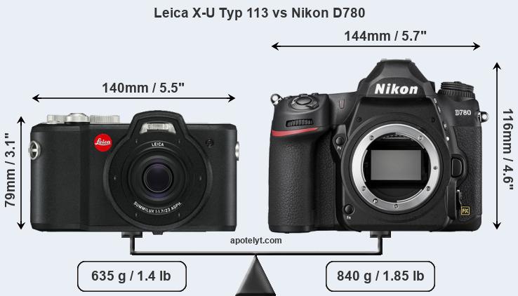 Size Leica X-U Typ 113 vs Nikon D780