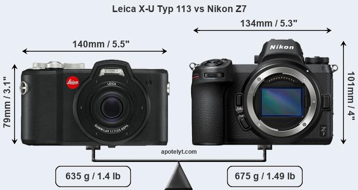Size Leica X-U Typ 113 vs Nikon Z7