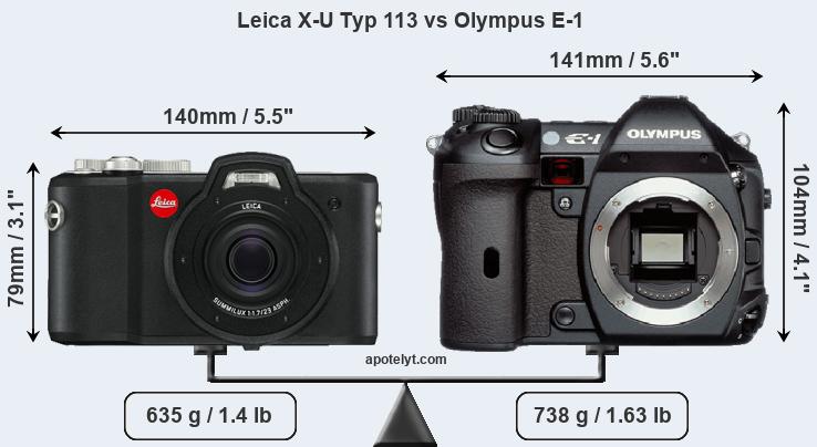 Size Leica X-U Typ 113 vs Olympus E-1