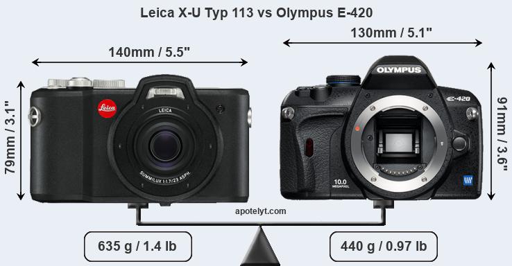 Size Leica X-U Typ 113 vs Olympus E-420