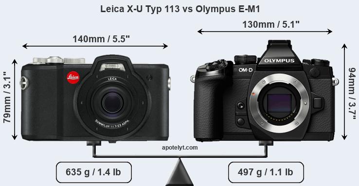 Size Leica X-U Typ 113 vs Olympus E-M1