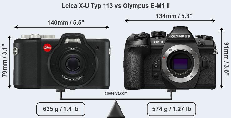 Size Leica X-U Typ 113 vs Olympus E-M1 II