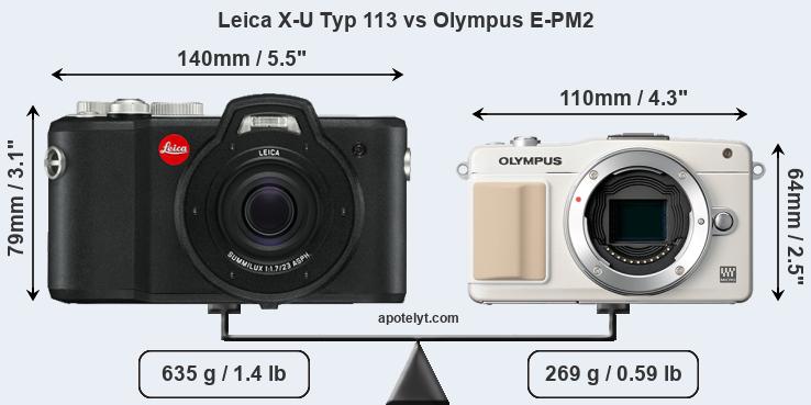 Size Leica X-U Typ 113 vs Olympus E-PM2