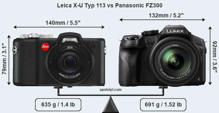 Size Leica X-U Typ 113 vs Panasonic FZ300